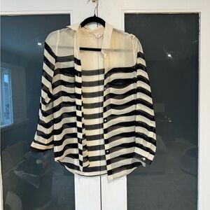 Club Monaco Cream and black Sheer Blouse